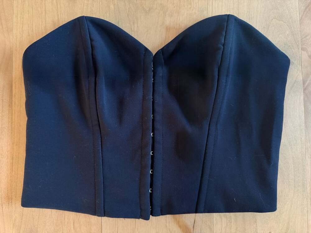 GB Corset Top Size M Black Hook and Eye Bustier Bandeau